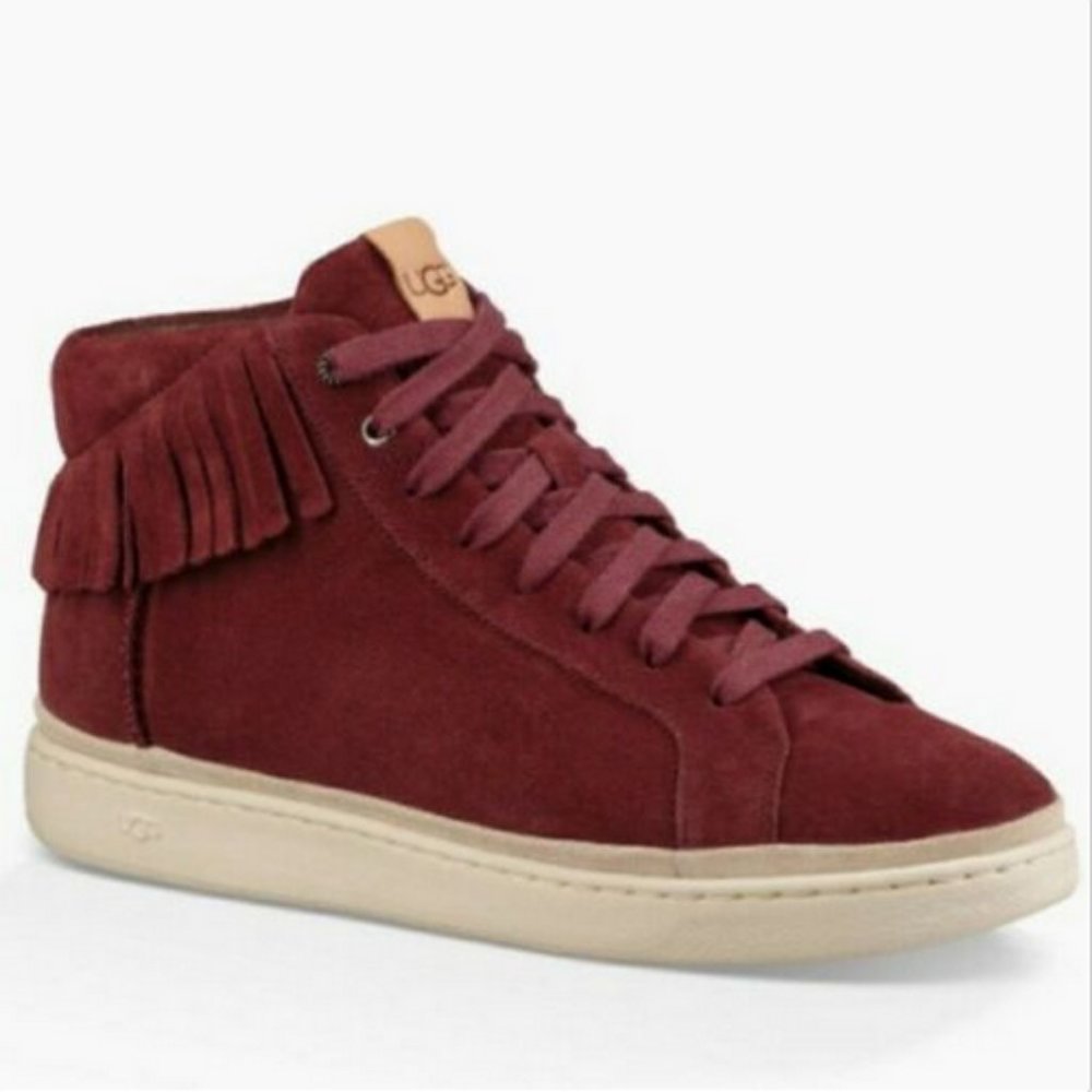 UGG Cali Brecken Lace Fringe Pinot Noir Suede Boot